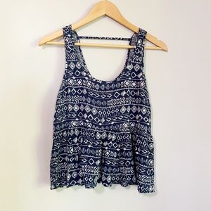 SOLD Blue & White Patterned Top